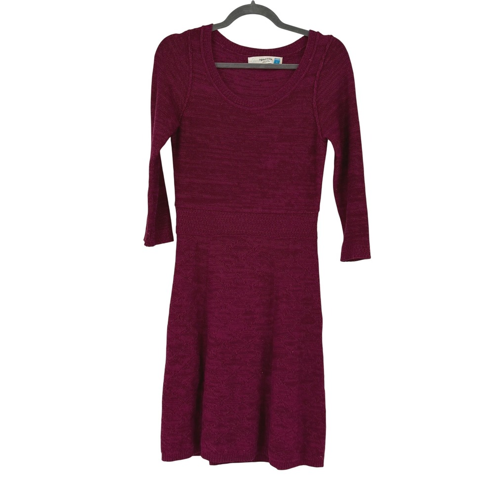 Sparrow Anthropologie Burgundy Knit Sweater Dress Lambswool Angora Blend Size S‎